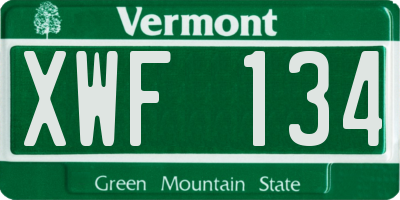 VT license plate XWF134