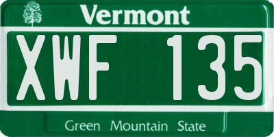 VT license plate XWF135
