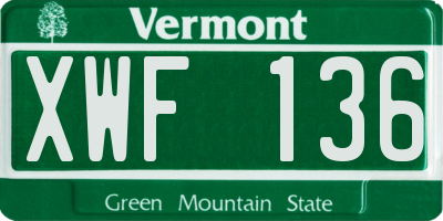 VT license plate XWF136