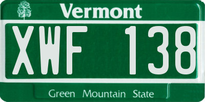 VT license plate XWF138