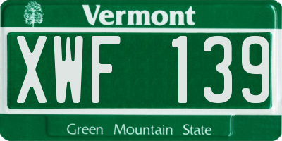 VT license plate XWF139