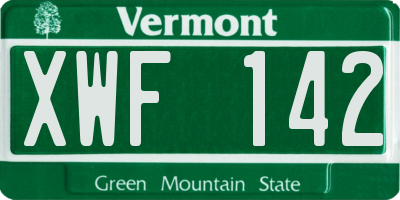 VT license plate XWF142