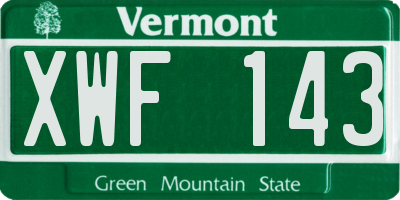 VT license plate XWF143
