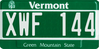 VT license plate XWF144