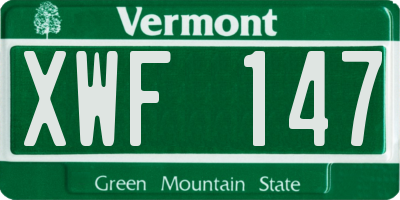 VT license plate XWF147