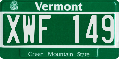 VT license plate XWF149