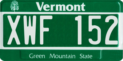 VT license plate XWF152