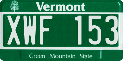 VT license plate XWF153