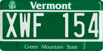 VT license plate XWF154
