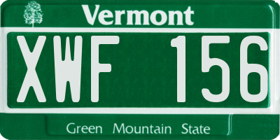 VT license plate XWF156