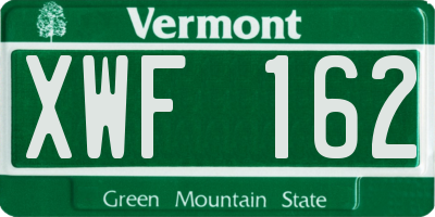 VT license plate XWF162