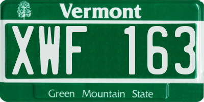VT license plate XWF163