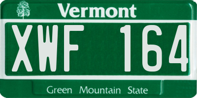 VT license plate XWF164