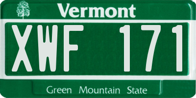 VT license plate XWF171