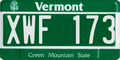 VT license plate XWF173