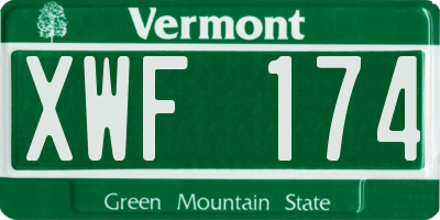 VT license plate XWF174