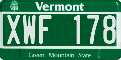 VT license plate XWF178