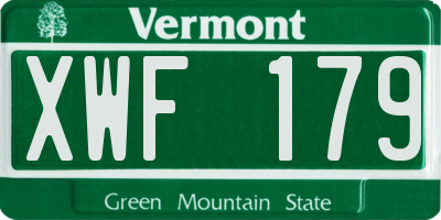 VT license plate XWF179