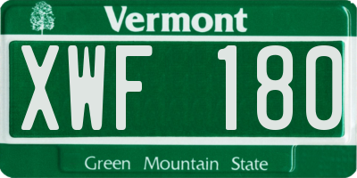 VT license plate XWF180