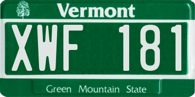 VT license plate XWF181