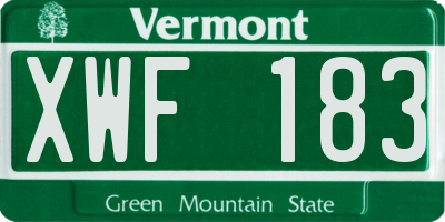 VT license plate XWF183