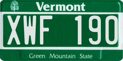 VT license plate XWF190