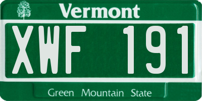 VT license plate XWF191