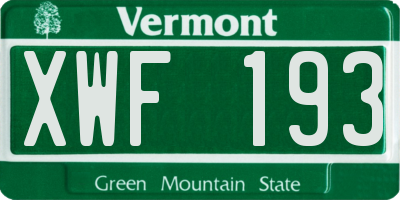 VT license plate XWF193