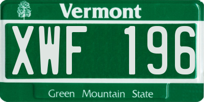 VT license plate XWF196