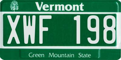 VT license plate XWF198