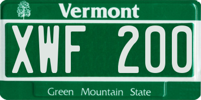 VT license plate XWF200
