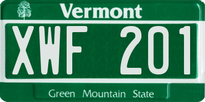 VT license plate XWF201