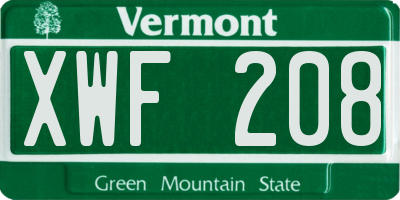 VT license plate XWF208
