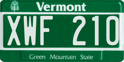 VT license plate XWF210