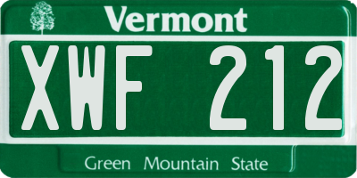 VT license plate XWF212