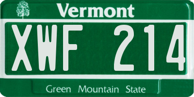 VT license plate XWF214