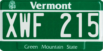 VT license plate XWF215