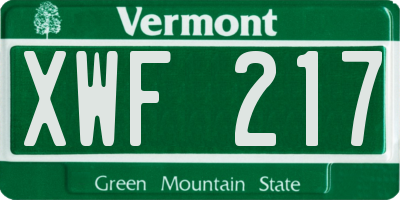 VT license plate XWF217