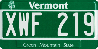 VT license plate XWF219