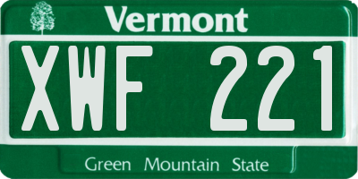 VT license plate XWF221