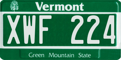 VT license plate XWF224