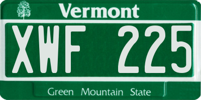 VT license plate XWF225