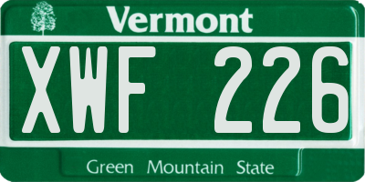 VT license plate XWF226