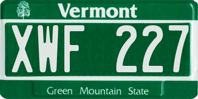 VT license plate XWF227