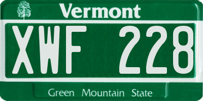 VT license plate XWF228