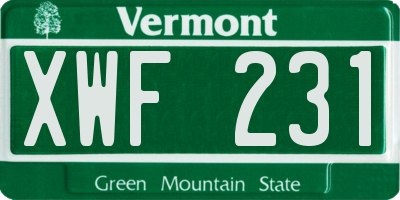 VT license plate XWF231