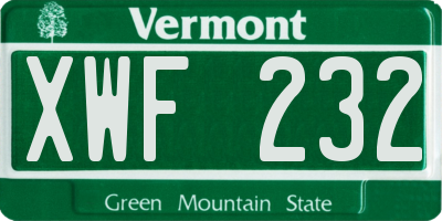 VT license plate XWF232