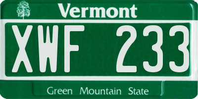 VT license plate XWF233
