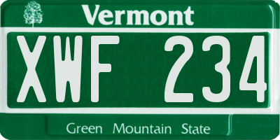 VT license plate XWF234