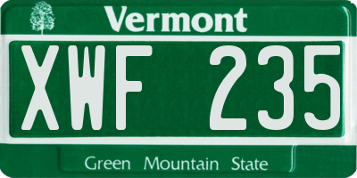 VT license plate XWF235
